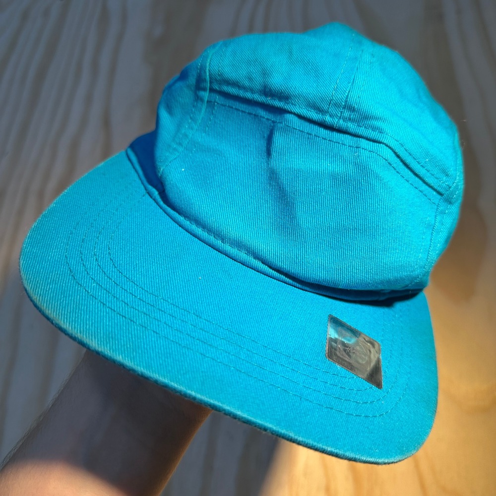 City Hunter USA Mens Turquoise Blue 5 Panel Camp Hat Leather Strap OS